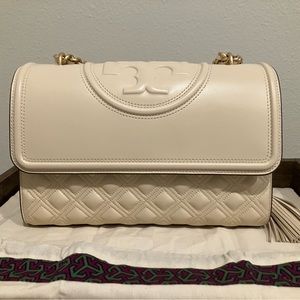 Tory Burch Large Fleming Bag (New Cream)